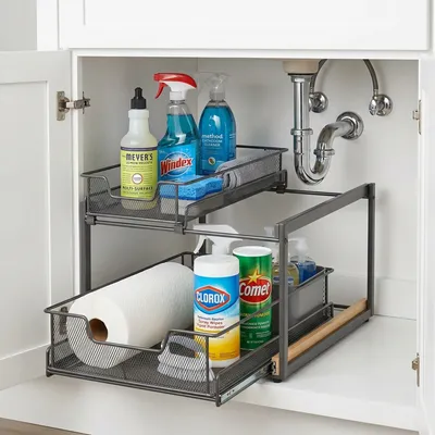 2-Tier Sliding Metal Wire Under-Sink Cabinet Organizer [SKU: ATN-ORG-STL-2TIR-0303]